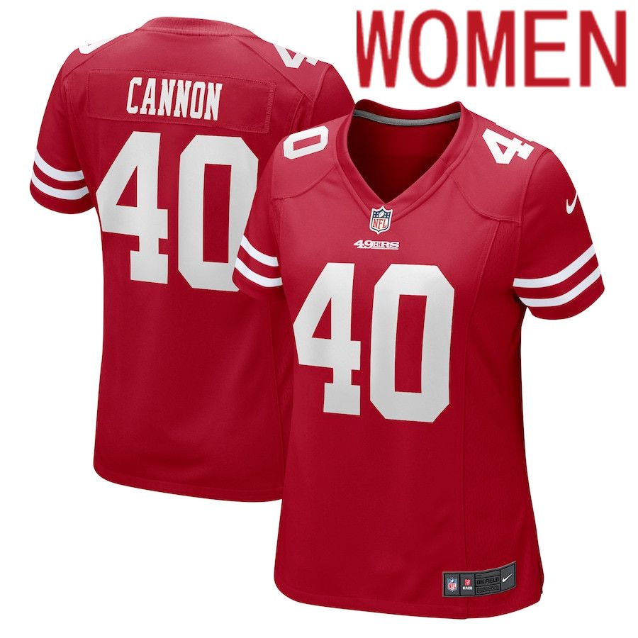 Women San Francisco 49ers #40 Trenton Cannon Nike Scarlet Game NFL Jersey
